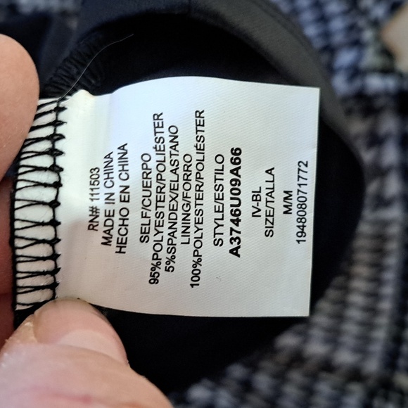 Lily Rose Houndstooth Tiered A-Line Flowy Stretch Chic Long Sleeve Mini Dress - Picture 8 of 12